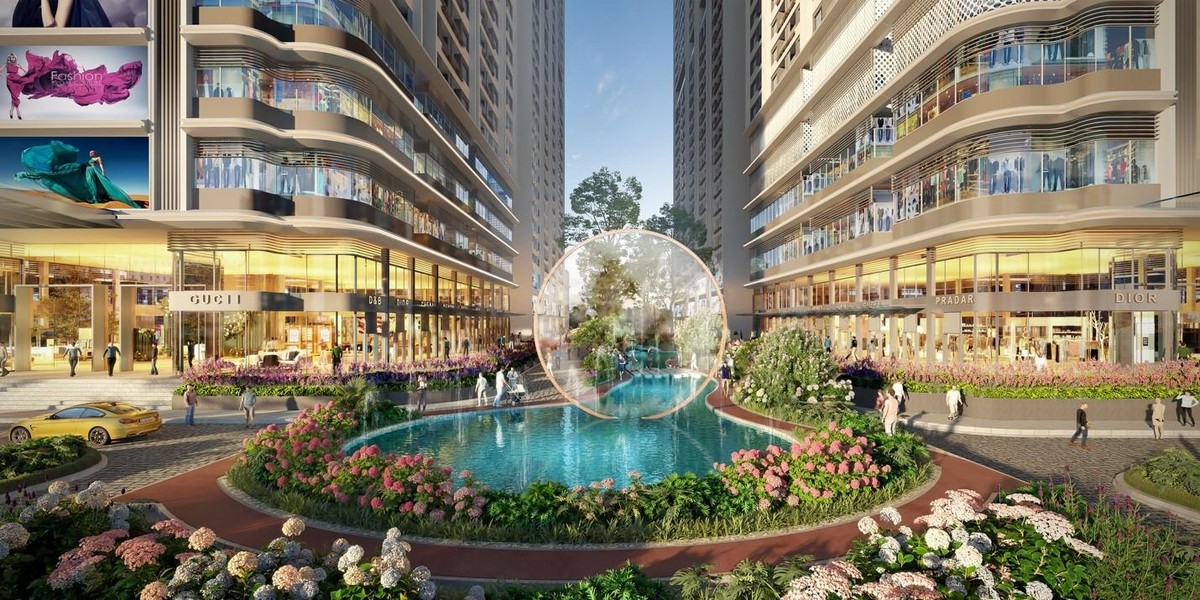 Khu công viên và dòng suối nhiệt đới mang đến yếu tố “thủy tụ minh đường” ấn tượng. Khu công viên và dòng suối nhiệt đới mang đến yếu tố “thủy tụ minh đường” ấn tượng.