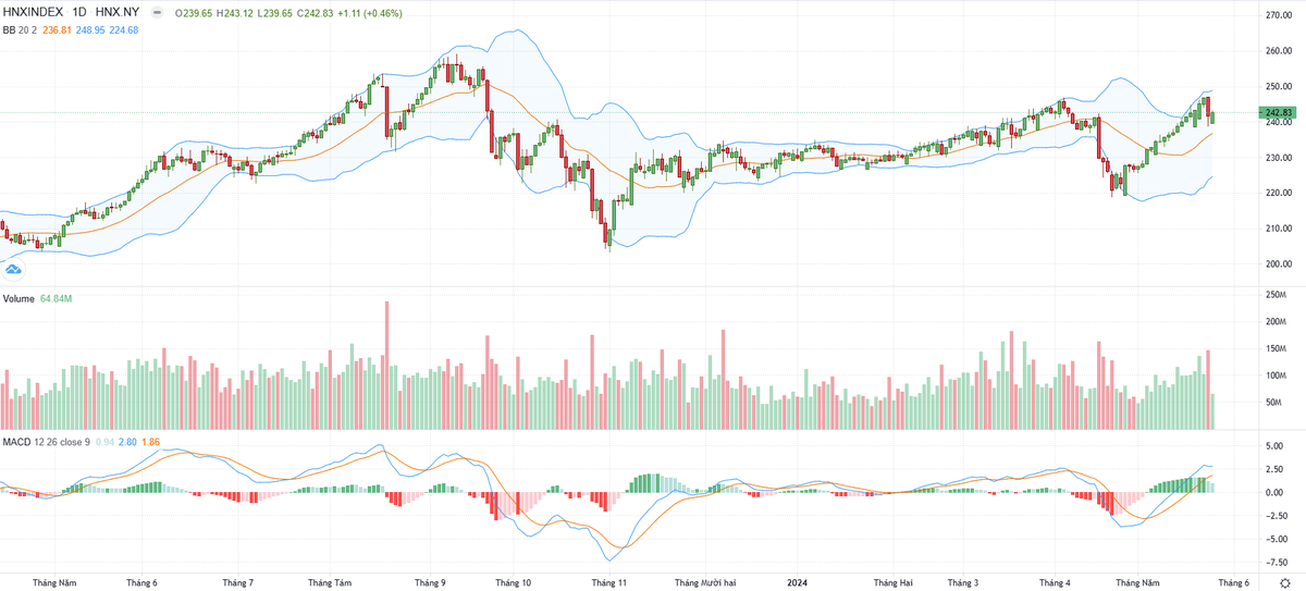 Biểu đồ kỹ thuật HNX-Index.