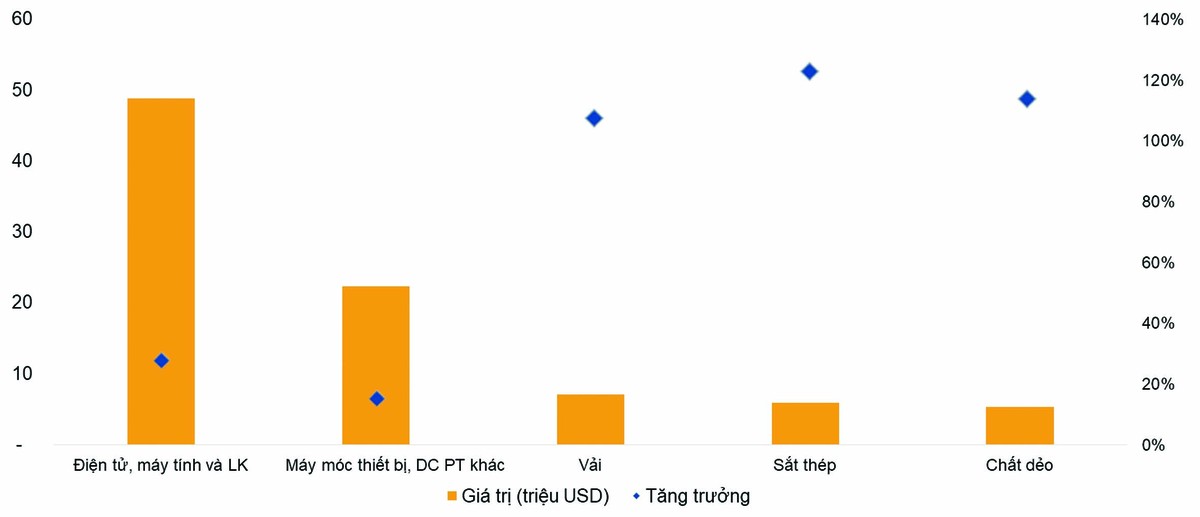 Kim ngạch nhập khẩu 6T2024 theo các sản phẩm chủ lực.