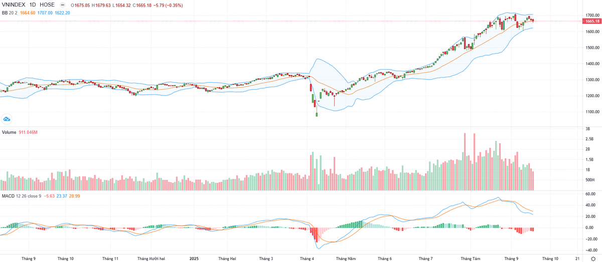 Biểu đồ kỹ thuật VN-Index.