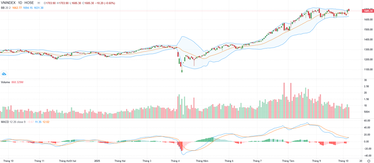 Biểu đồ kỹ thuật VN-Index.