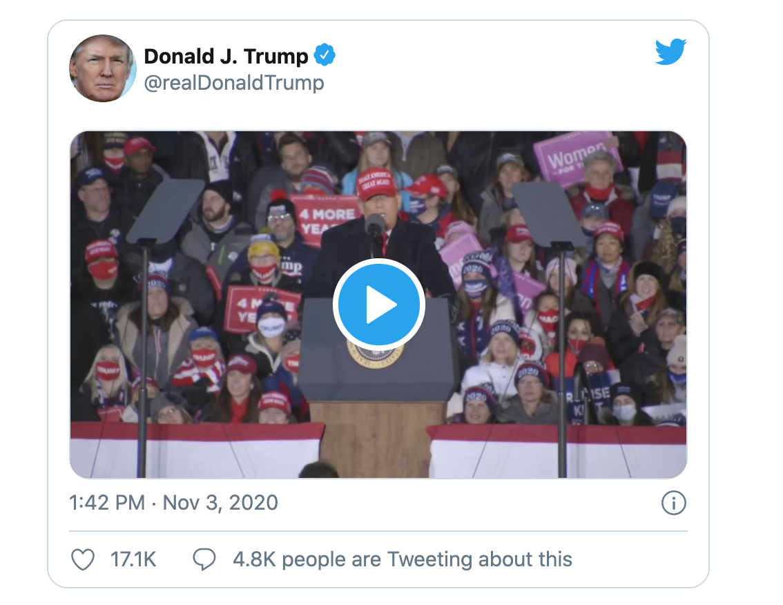 Ông Trump đăng trạng thái mới, nhấn mạnh bài phát biểu trước cử tri tại Michigan Ông Trump đăng trạng thái mới, nhấn mạnh bài phát biểu trước cử tri tại Michigan
