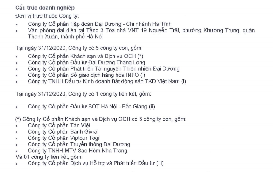 Cấu trúc Tập đoàn Đại Dương