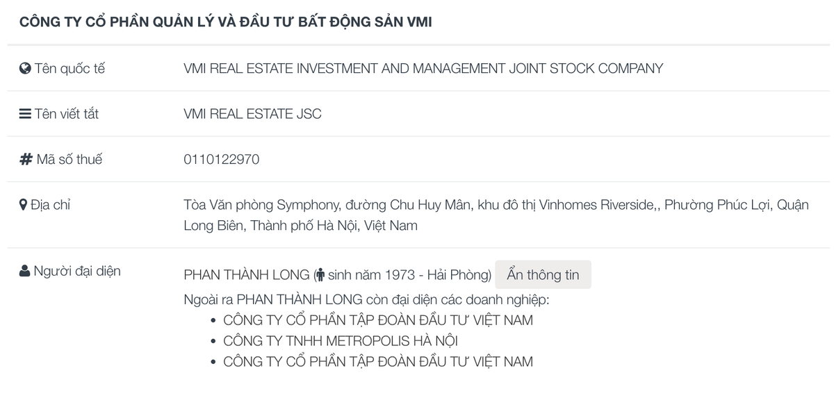 Một số thông tin về Công ty Quản lý và đầu tư bất động sản VMI Một số thông tin về Công ty Quản lý và đầu tư bất động sản VMI