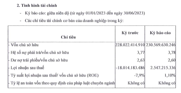 Thông tin tài chính nửa đầu năm 2023 của Central Capital