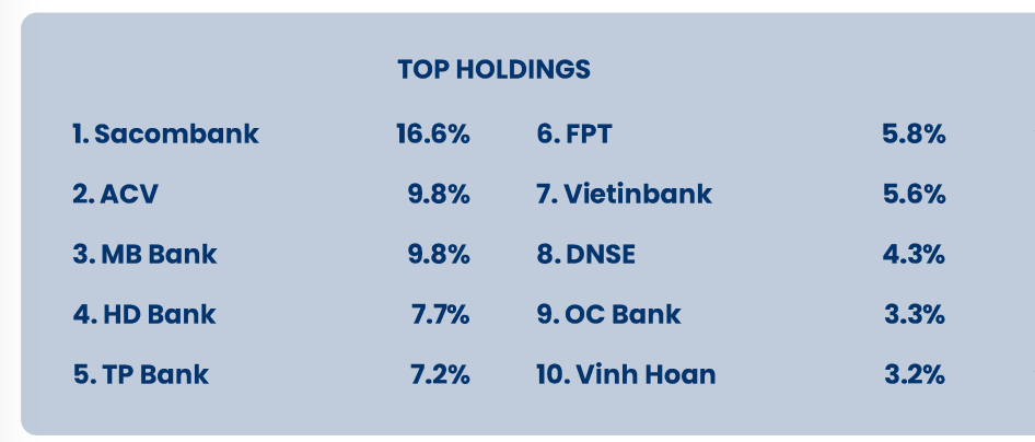 Top 10 khoản đầu tư lớn nhất danh mục của Quỹ
