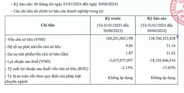 Thông tin tài chính nửa đầu năm 2024 của Công ty Khu đô thị mới Trung Minh Thông tin tài chính nửa đầu năm 2024 của Công ty Khu đô thị mới Trung Minh