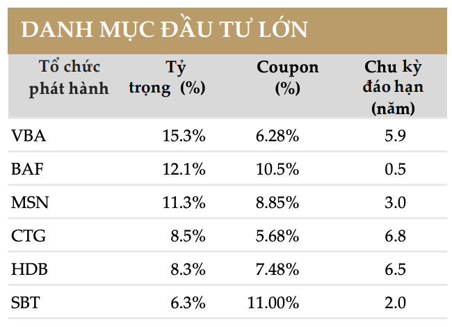Danh mục đầu tư lớn của LHBF tính tới cuối tháng 1/2025 Danh mục đầu tư lớn của LHBF tính tới cuối tháng 1/2025