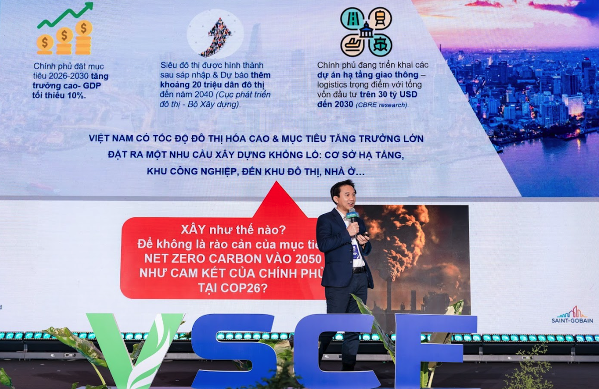 Ông Nguyễn Trường Hải - Tổng Giám đốc Saint-Gobain Việt Nam chia sẻ tại sự kiện