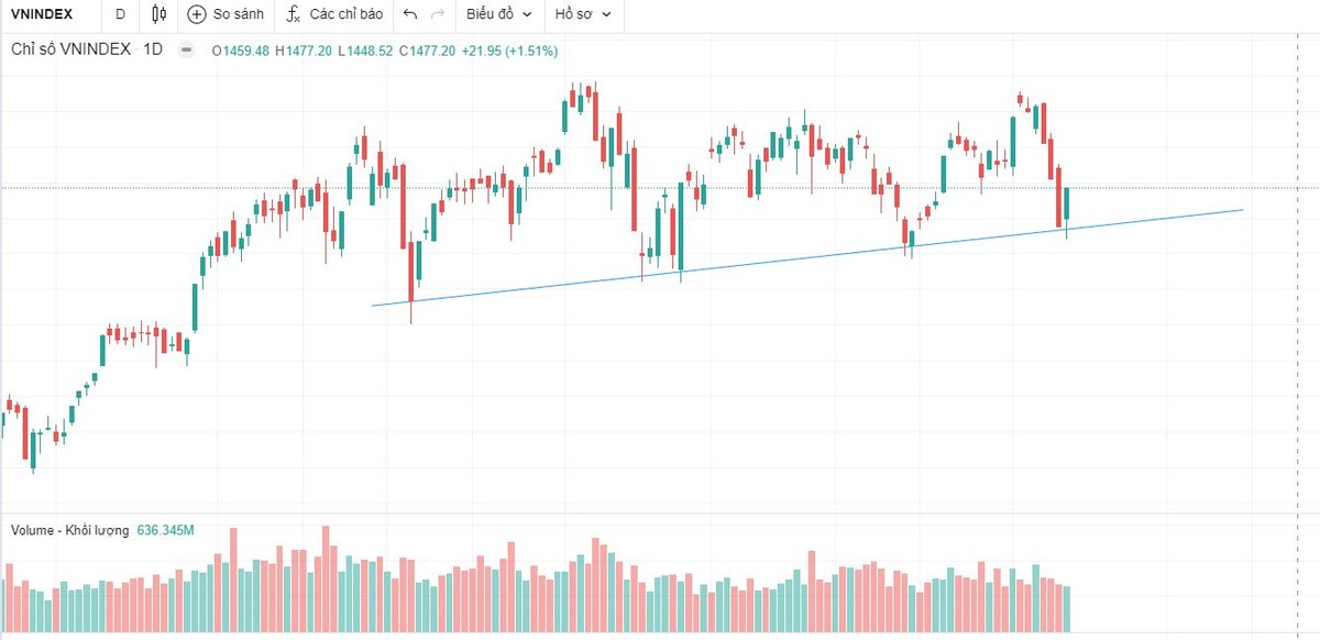 Đường hỗ trợ của VN-Index đã phát huy tác dụng phiên hôm nay