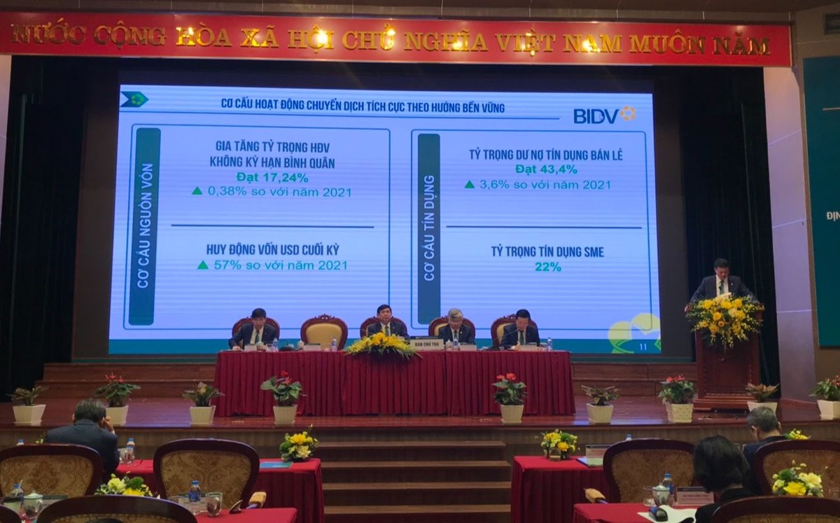 Ông Lê Ngọc Lâm, Tổng giám đốc BIDV trình bày Báo cáo tại Đại hội Ông Lê Ngọc Lâm, Tổng giám đốc BIDV trình bày Báo cáo tại Đại hội