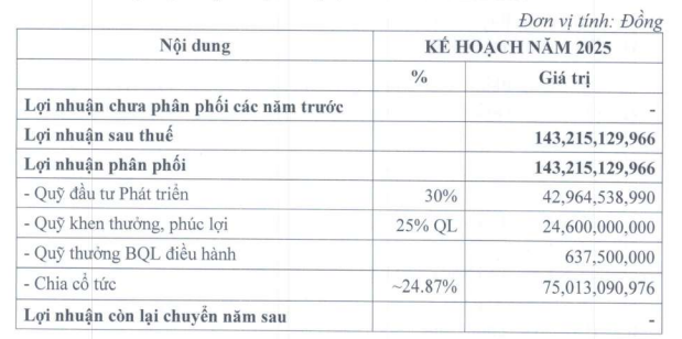 Kế hoạch phân phối lợi nhuận, chia cổ tức năm 2025 Kế hoạch phân phối lợi nhuận, chia cổ tức năm 2025