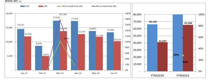 Tính đến hết tháng 6/2021, doanh số bán hàng của xe lắp ráp trong nước tăng 29% trong khi xe nhập khẩu tăng 59% so với cùng kỳ năm ngoái