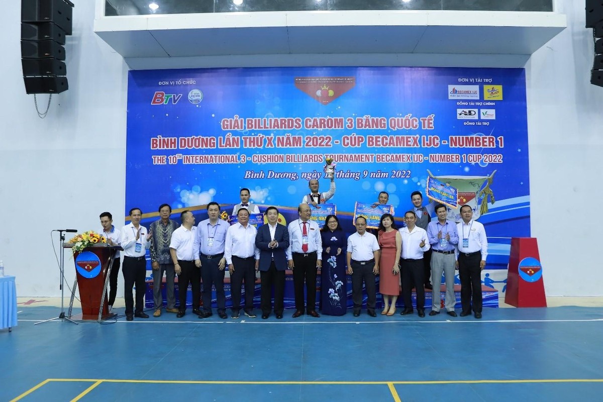 Giải Billiards Carom 3 băng Quốc tế Bình Dương lần thứ X năm 2022 Cúp Becamex IJC - Number 1 diễn ra từ ngày 15/9 đến ngày 18/9/2022. Giải Billiards Carom 3 băng Quốc tế Bình Dương lần thứ X năm 2022 Cúp Becamex IJC - Number 1 diễn ra từ ngày 15/9 đến ngày 18/9/2022.