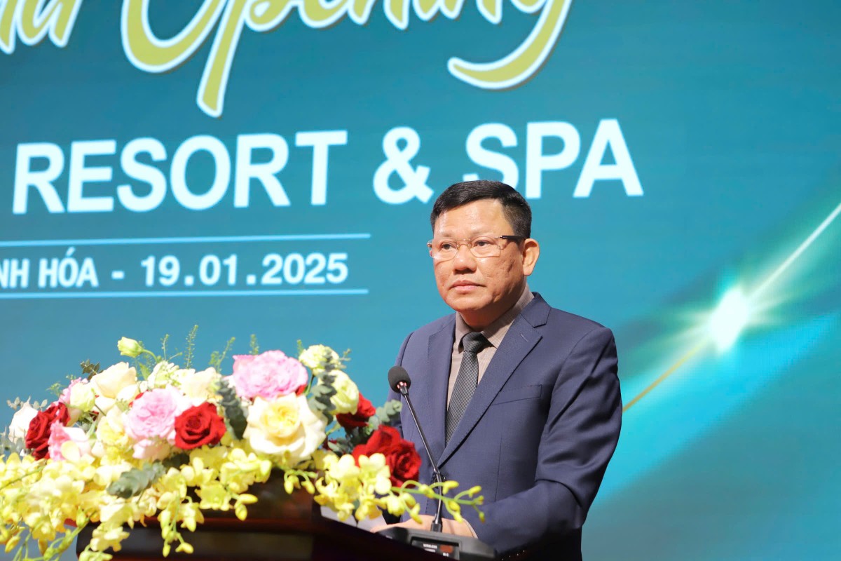 Ông Nguyễn Văn Thì , UV BTV Tỉnh ủy, Phó Chủ tịch Thường trực UBND tỉnh Thanh Hóa phát biểu tại lễ khai trương khu du lịch nghỉ dưỡng sinh thái có mức đầu tư gần 1.500 tỷ đồng LAMORI Resort &amp; Spa.
