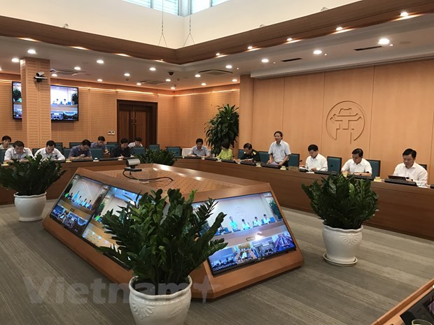 Phó Giám đốc Sở y tế Hà Nội Hoàng Đức Hạnh thông tin về tình hình kiểm soát dịch bệnh trên địa bàn thủ đô. (Ảnh: Xuân Quảng/Vietnam+).