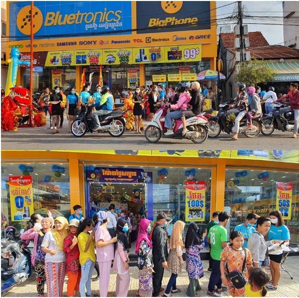 Chuỗi Bluetronics thu hút sự quan tâm rất lớn từ khách hàng Campuchia. Chuỗi Bluetronics thu hút sự quan tâm rất lớn từ khách hàng Campuchia.