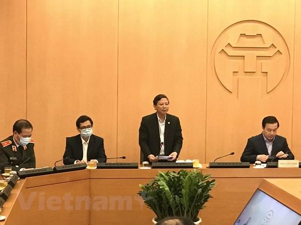 Ông Hoàng Đức Hạnh, Phó Giám đốc Sở Y tế Hà Nội phát biểu tại cuộc họp. (Ảnh: Xuân Quảng/Vietnam+). Ông Hoàng Đức Hạnh, Phó Giám đốc Sở Y tế Hà Nội phát biểu tại cuộc họp. (Ảnh: Xuân Quảng/Vietnam+).