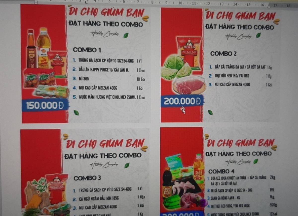 Bảng giá combo của siêu thị Mega Market.
