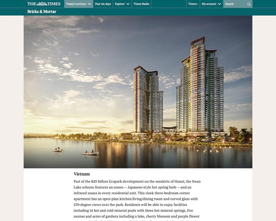 Dự án xuất hiện trên tờ The Sunday Times 200 năm tuổi danh giá của Anh. Dự án xuất hiện trên tờ The Sunday Times 200 năm tuổi danh giá của Anh.