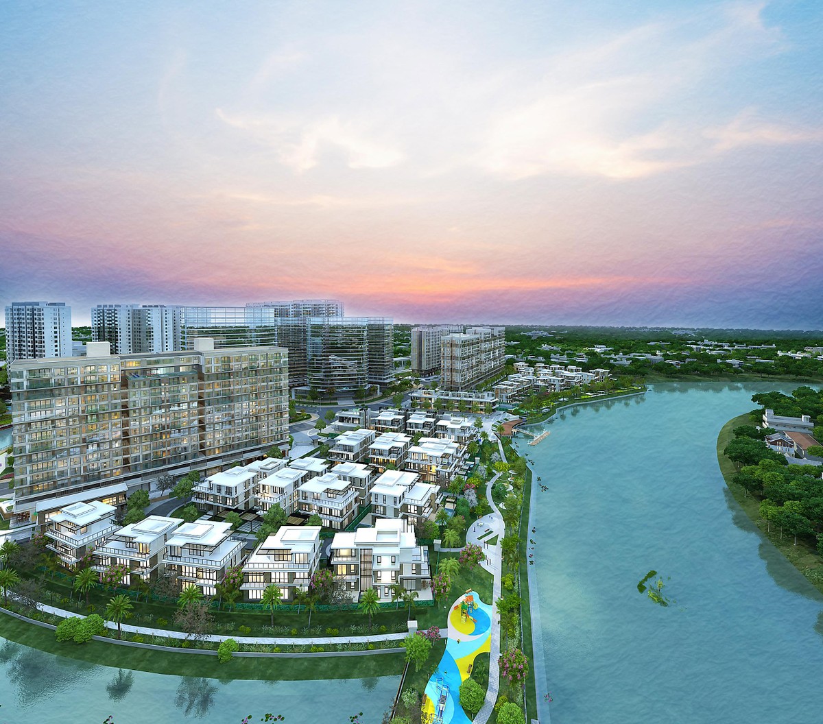 Không gian sống của khu biệt thự compound The Mizuki tràn ngập mảng xanh và sông nước bình yên bao quanh. Không gian sống của khu biệt thự compound The Mizuki tràn ngập mảng xanh và sông nước bình yên bao quanh.