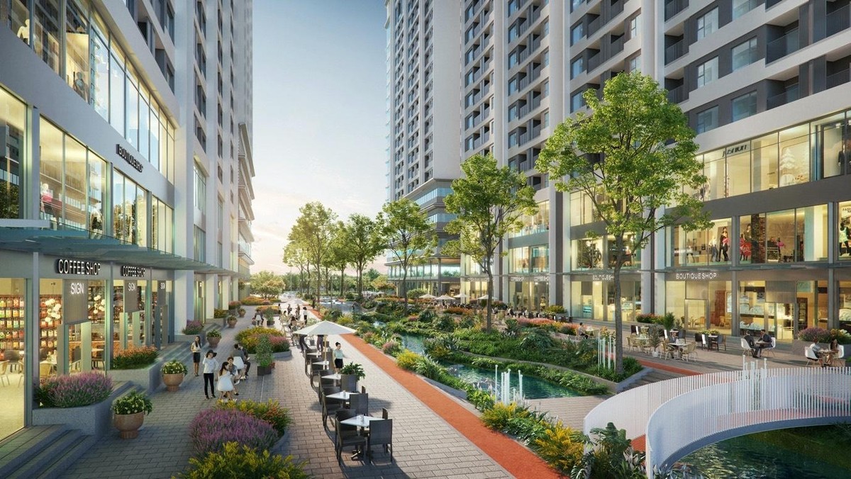 Không gian xanh đan xen tiện ích quy mô tại khối đế Astral City. Không gian xanh đan xen tiện ích quy mô tại khối đế Astral City.