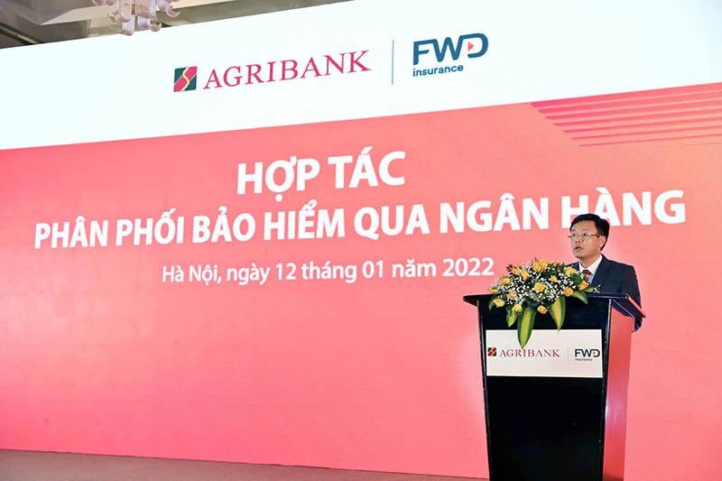 Ông Nguyễn Hải Long, Phó Tổng giám đốc Agribank phát biểu tại buổi lễ sáng 12/1.