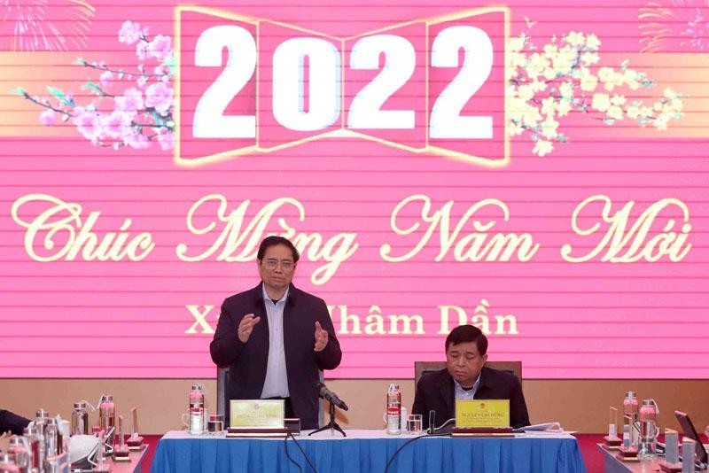 Thủ tướng ghi nhận những thành quả đạt được của Bộ Kế hoạch và Đầu tư trong năm 2021 (Ảnh: Đức Trung).