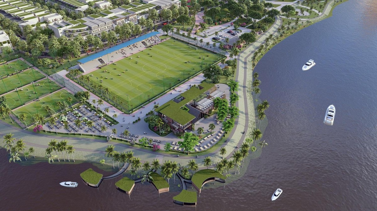 Cư dân Sunneva Island tận hưởng trọn vẹn tiện ích tại công viên ven sông Cổ Cò rộng 50 ha. Ảnh phối cảnh minh họa.