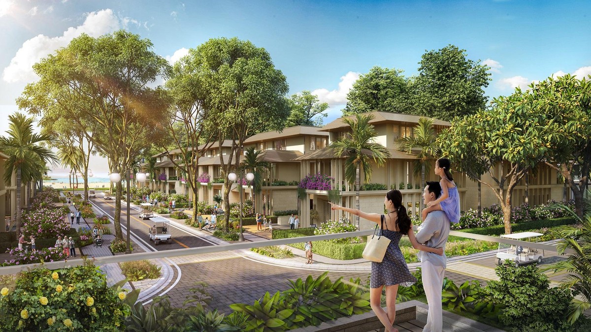 Những căn Beach Villa nằm dưới tán cây. Ảnh phối cảnh minh họa.