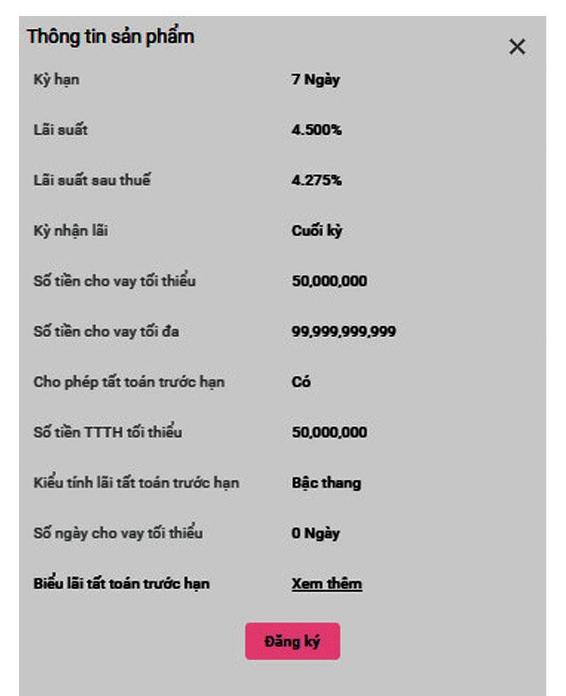 Một sản phẩm tiền gửi tại SSI. Một sản phẩm tiền gửi tại SSI.