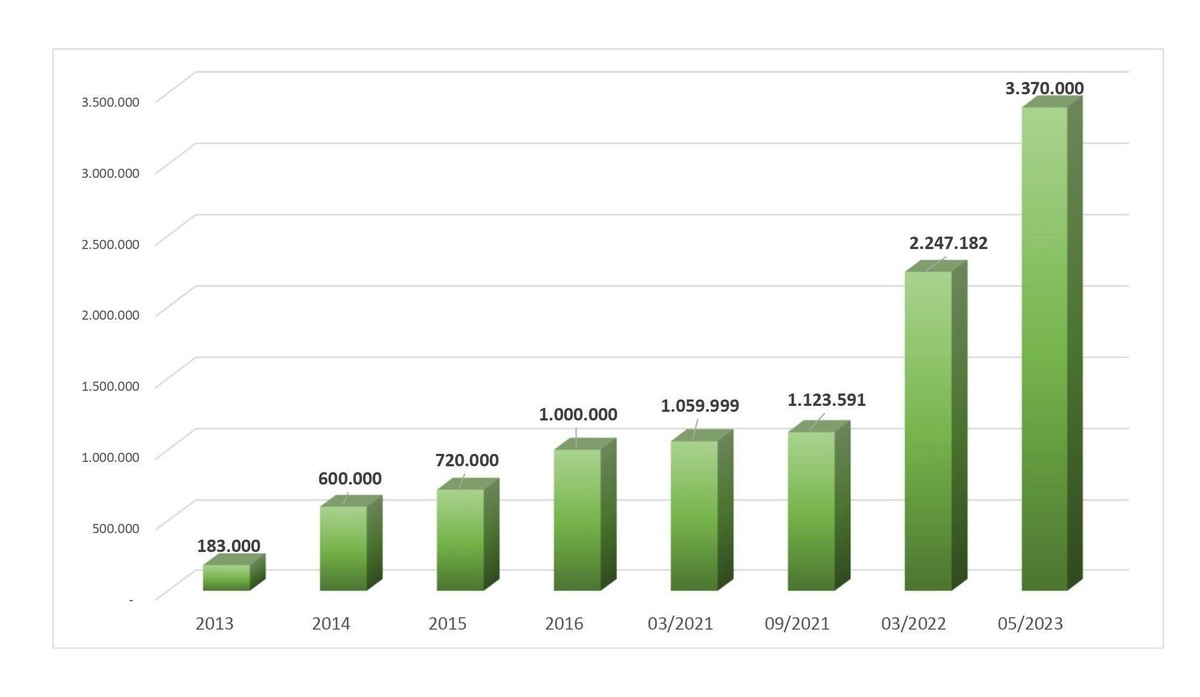 Biểu đồ tăng trưởng vốn điều lệ.