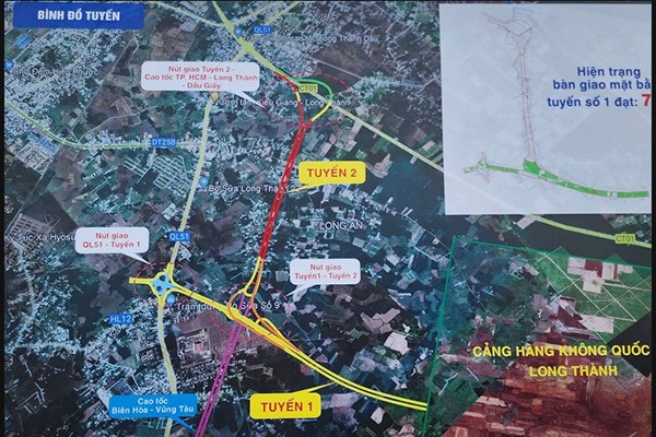 Sơ đồ tuyến số và tuyến số 2 kết nối đến sân bay Long Thành.