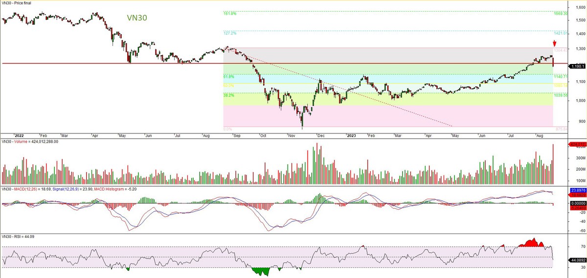 Đồ thị kỹ thuật chỉ số VN30.
