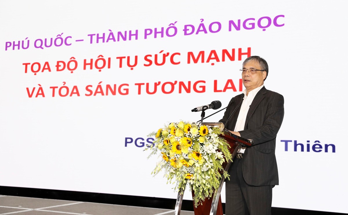 PGS.TS Trần Đình Thiên, nguyên Viện trưởng Viện Kinh tế Việt Nam phát biểu tại hội thảo.
