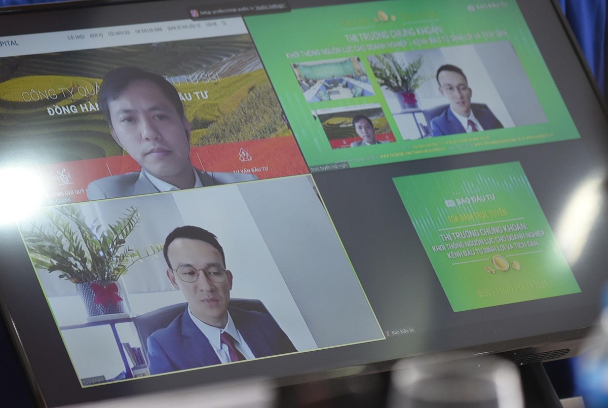 Ông Phạm Đình Huy, Giám đốc Đầu tư Tập đoàn Nam Long (ảnh trên bên phải và ảnh dưới) trao đổi tại Tọa đàm thông qua Zoom.