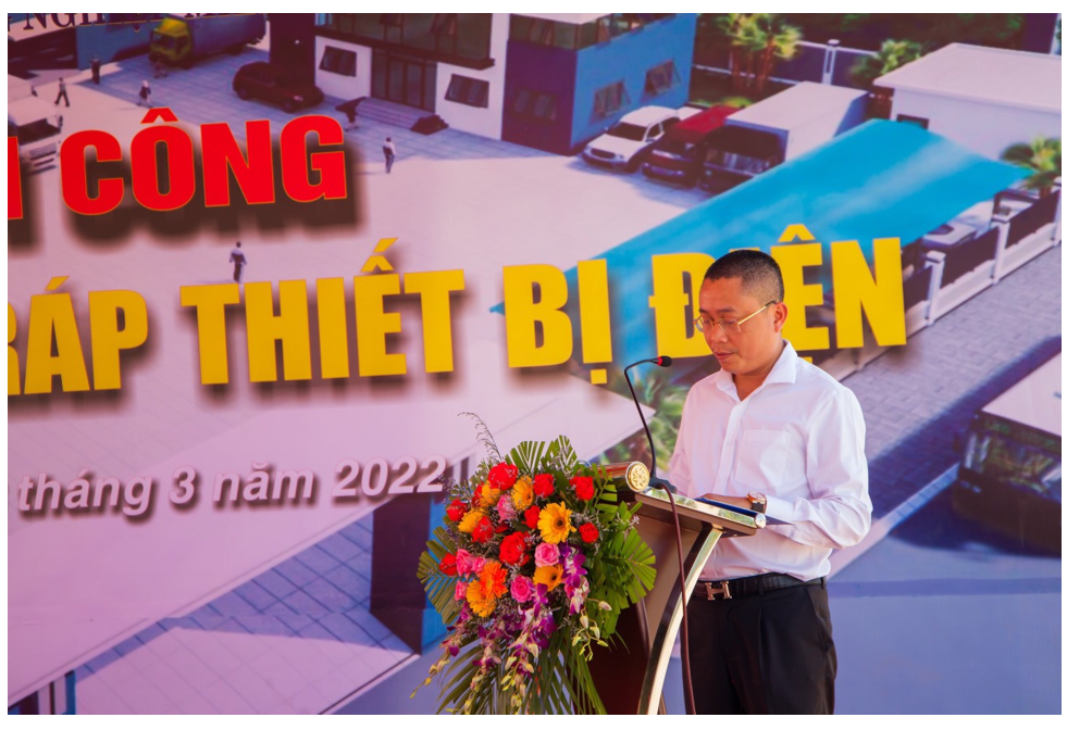 Chủ tịch HĐQT MBG Group ông Phạm Huy Thành, phát biểu tại lễ khởi công xây dựng Nhà máy lắp ráp thiết bị điện