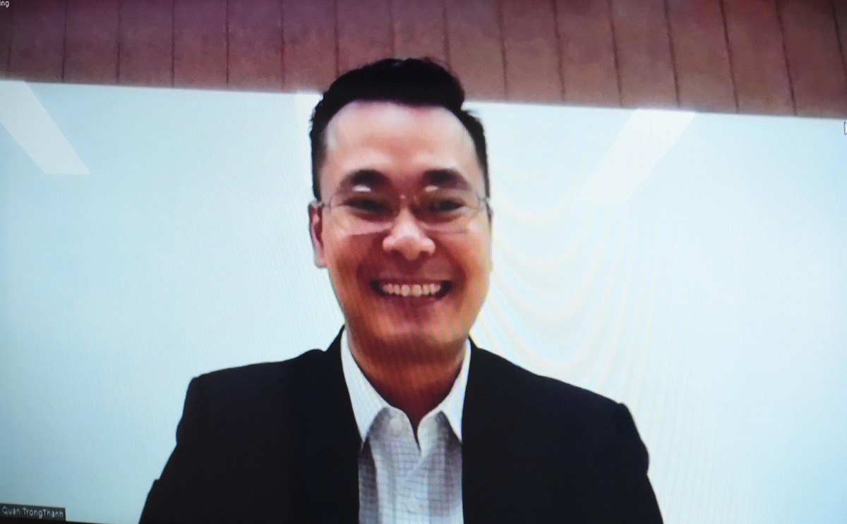 Ông Quản Trọng Thành, Giám đốc Phân tích, CTCK Maybank Invesment Banking chia sẻ qua Zoom.