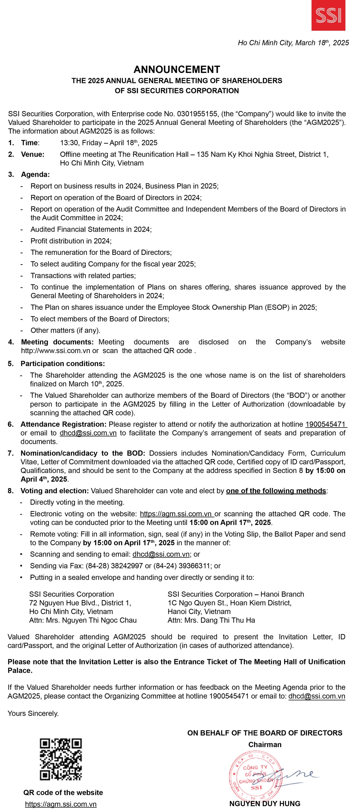 For details, please refer to: https://www.ssi.com.vn/en