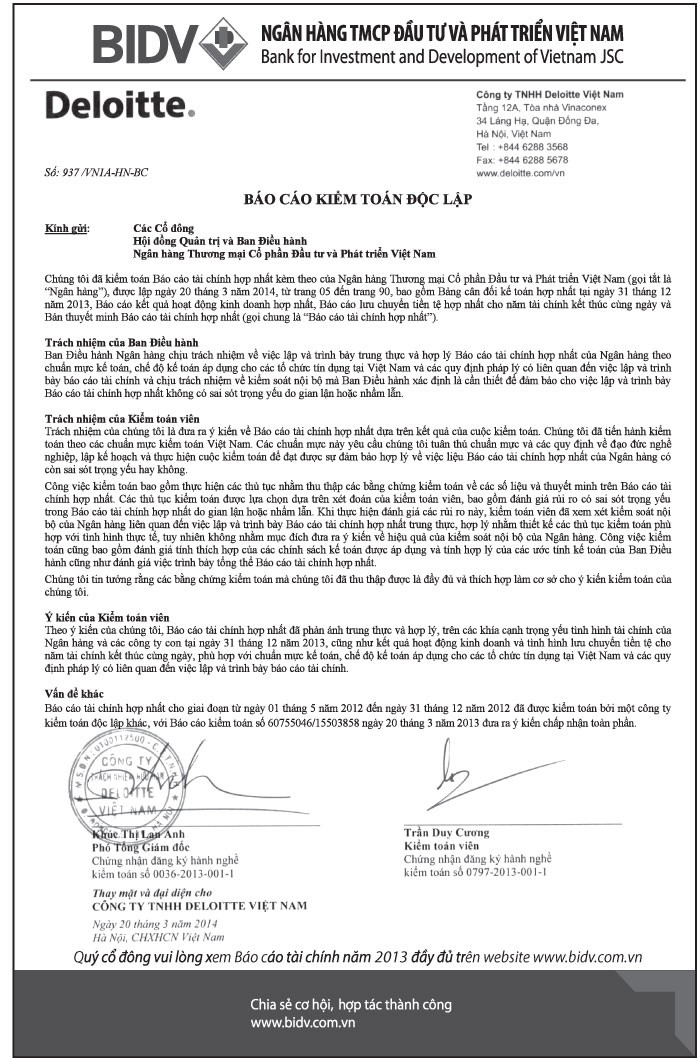 BIDV công bố báo cáo kiểm toán ảnh 1