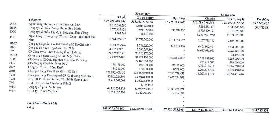 Danh mục đầu tư chứng khoán của NDN tính tới 30/9/2021 Danh mục đầu tư chứng khoán của NDN tính tới 30/9/2021