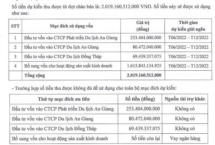 Kế hoạch sử dụng vốn huy động.