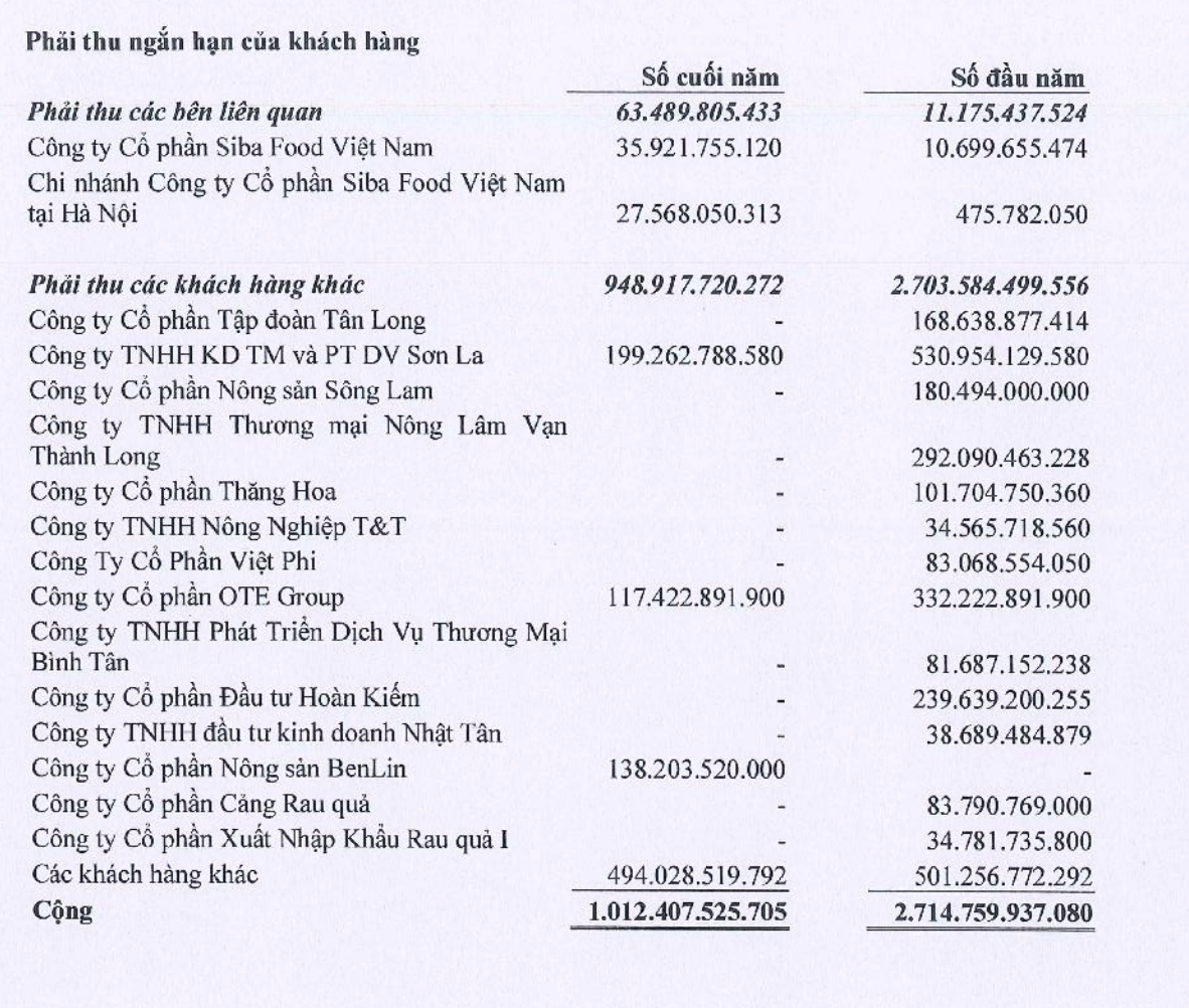 BAF hàng hàng loạt các khoản phải thu các tổ chức trong 6 tháng đầu năm 2022.