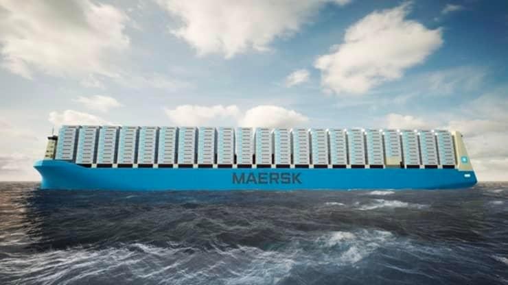 Một nghệ sĩ vẽ con tàu container 16.000 TEU của Maersk chạy bằng methanol xanh