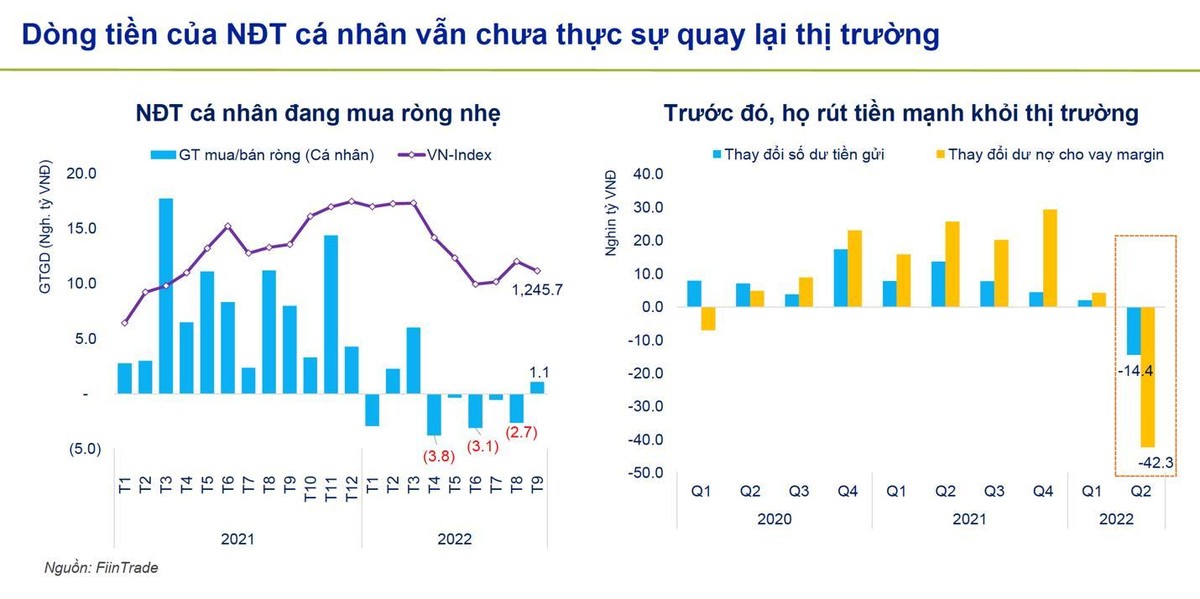 Dòng tiền của nhà đầu tư cá nhân vẫn chưa thực sự quay lại thị trường. Dòng tiền của nhà đầu tư cá nhân vẫn chưa thực sự quay lại thị trường.