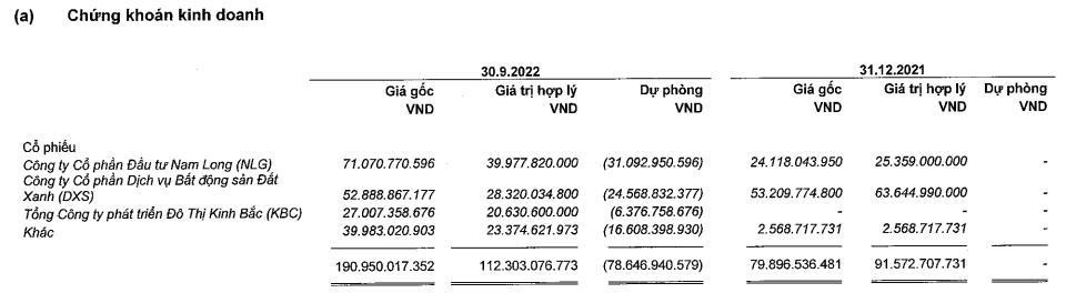 Danh mục cổ phiếu đầu tư của VHC Danh mục cổ phiếu đầu tư của VHC