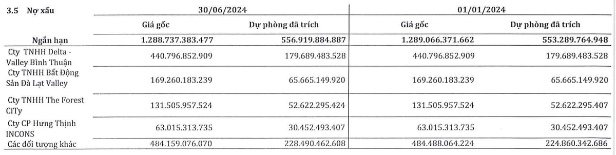 Danh sách nợ xấu của SMC tại thời điểm 30/6/2024 Danh sách nợ xấu của SMC tại thời điểm 30/6/2024