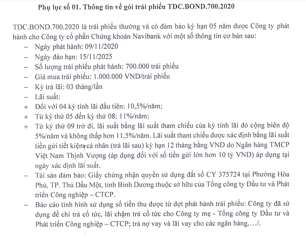 Thông tin mã trái phiếu TDC.BOND.700.2020 Thông tin mã trái phiếu TDC.BOND.700.2020