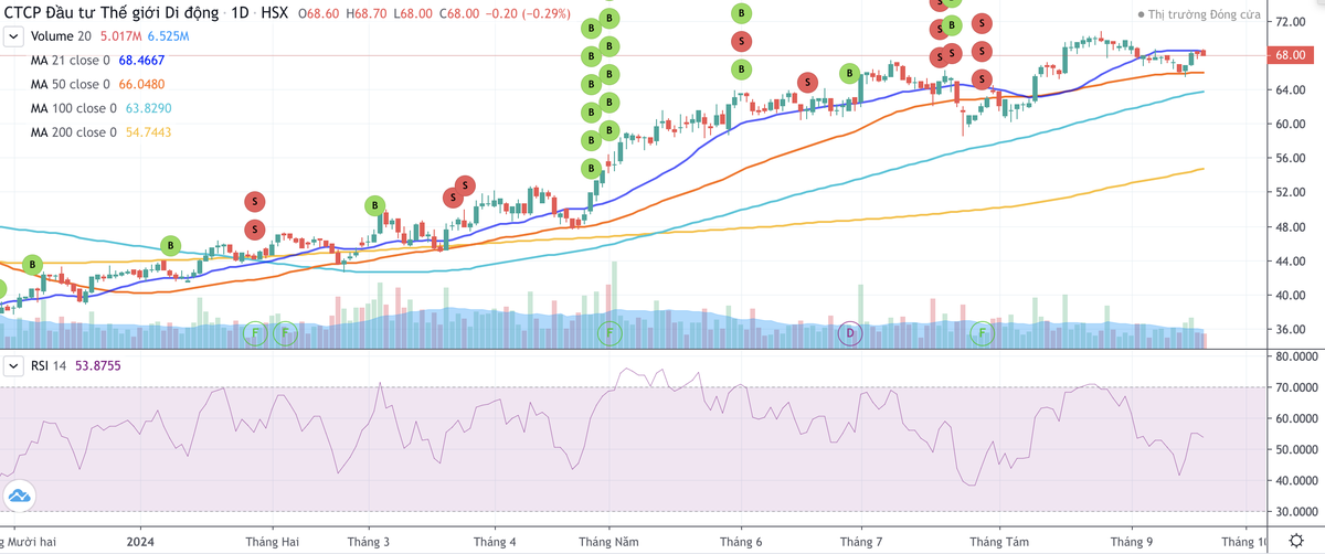 Cổ phiếu MWG tăng mạnh từ đầu năm tới nay Cổ phiếu MWG tăng mạnh từ đầu năm tới nay