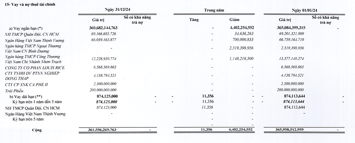 Cơ cấu nợ vay của VKC Holdings tại thời điểm cuối năm 2024 Cơ cấu nợ vay của VKC Holdings tại thời điểm cuối năm 2024